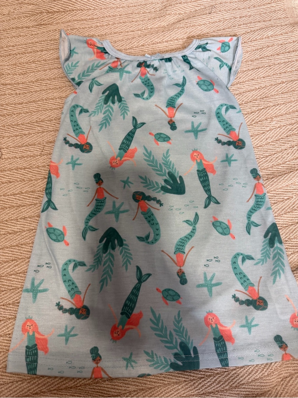Carter's Light Blue Mermaid Print Nightgown with Coral Accents